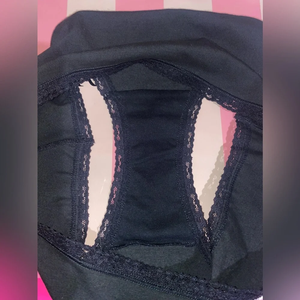 New Vintage Victoria’s Secret cotton panties lace hipster Y2K bling flower black